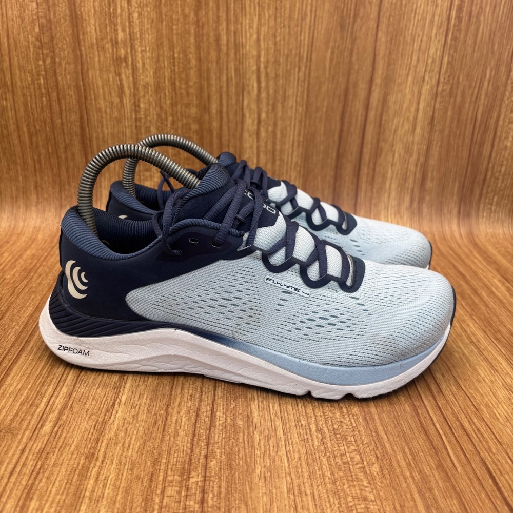Topo Athletic Fli-Lyte 4 Running Shoes Womens 7.5 Blue White 3mm Drop ZipFoam